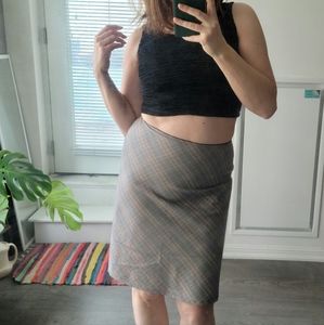 vintage plaid summer knee length skirt low rise Y2K punk flared lace schoolgirl
